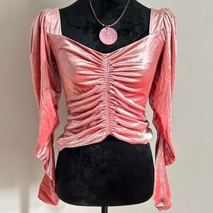 Express Pink Velvet Scrunch Top